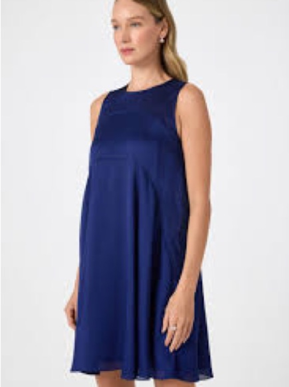 Trina Turk Mauvie Blue Sleeveless Shift Dress Size M NWT Silk Feel Designer